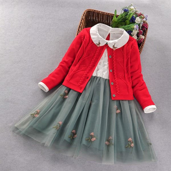 Elegant Girls clothing set new spring autumn Kids princess coat+dress 2Pcs suit for girl party children clothes - Image 13