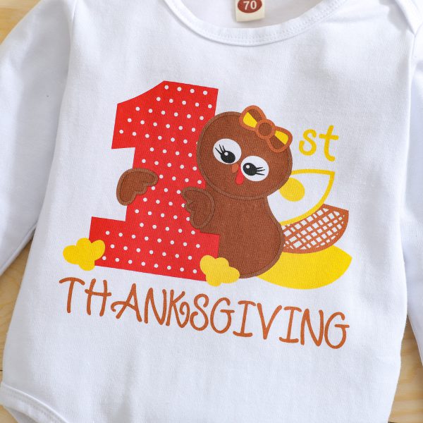 Children Clothing Set For Girls Toddler Infant Turkey Thanksgiving Day Romper Tops+skirt+headband Sets Baby Girl Clothing Ropa - Image 5