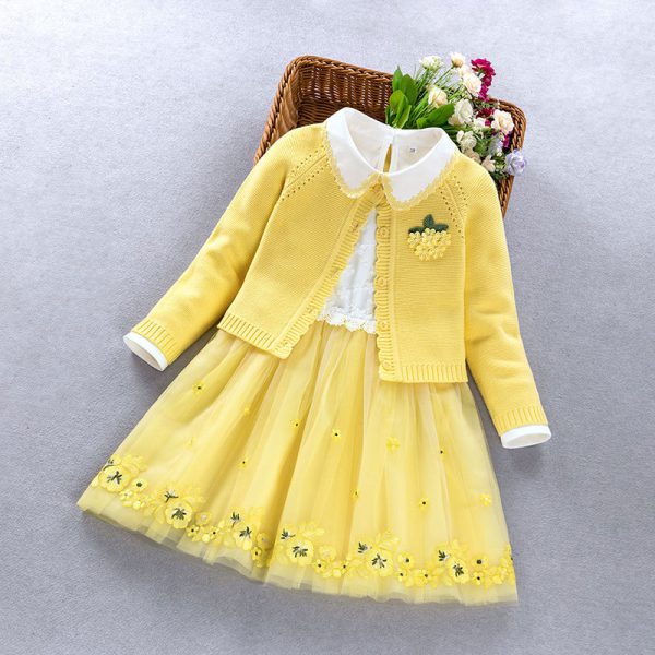 Elegant Girls clothing set new spring autumn Kids princess coat+dress 2Pcs suit for girl party children clothes - Image 6