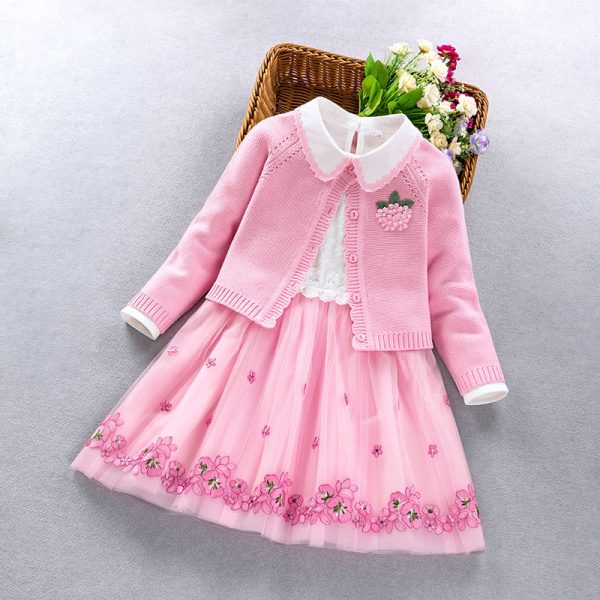 Elegant Girls clothing set new spring autumn Kids princess coat+dress 2Pcs suit for girl party children clothes - Image 7