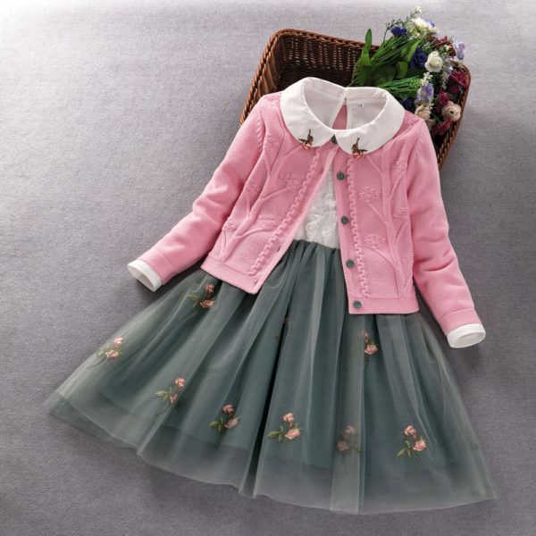 Elegant Girls clothing set new spring autumn Kids princess coat+dress 2Pcs suit for girl party children clothes - Image 12