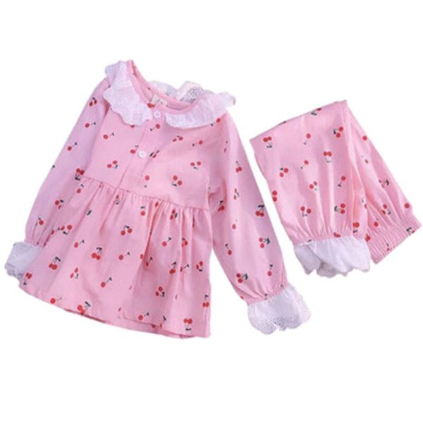 Kids Girls Summer Pajamas Children Sleepwear Baby Pajamas Sets Girls Flower Lace Cotton Nightwear Clothes Kids Clothing 2-7Y - Image 5